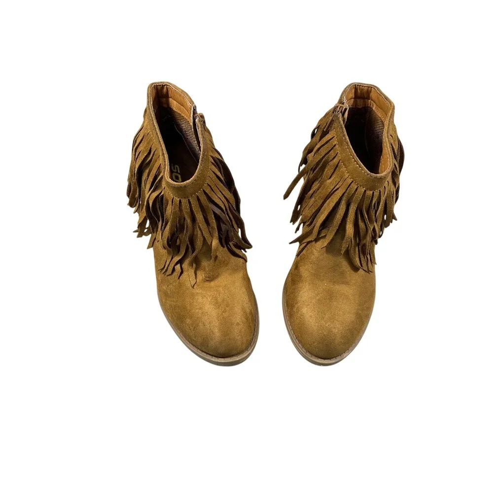 Soda Fringe Ankle Boots Womens 8.5 Brown Western Boho Festival Booties‎